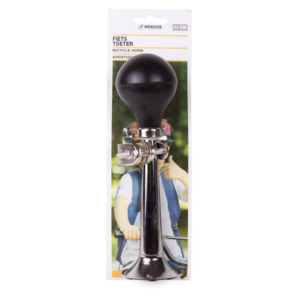 Fietstoeter 210mm Chroom, Staal/Rubber, Eenvoudig te Bevestigen