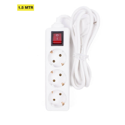 Stekkerdoos 3x, RA, Schakelaar, 1.5m Kabel, 10A/250V, 3680W, Huis/Kantoor