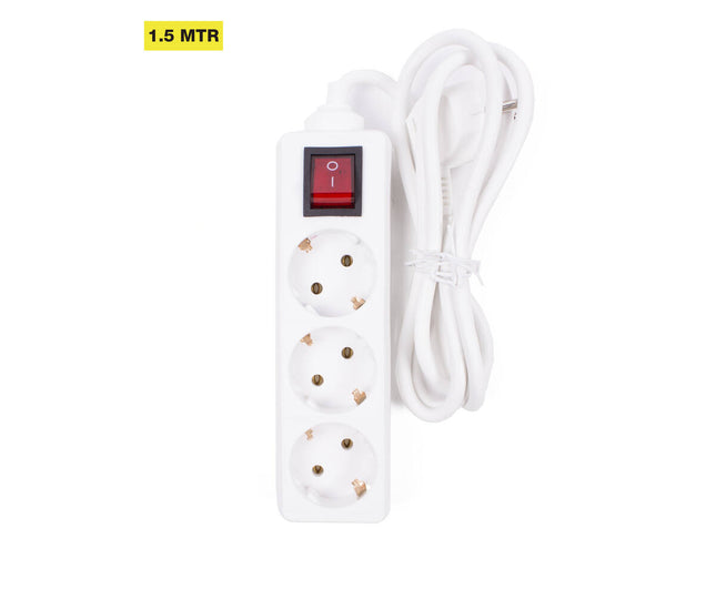 Stekkerdoos 3x, RA, Schakelaar, 1.5m Kabel, 10A/250V, 3680W, Huis/Kantoor