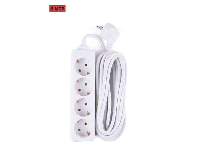 Stekkerdoos 4-voudig, 2500W, 10A, 5m kabel voor thuis en kantoor
