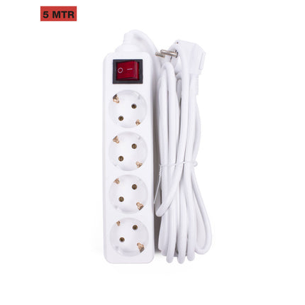 4-voudige Stekkerdoos RA Schakelaar, 5m Kabel, 10A, 2500W, Niet BE/FR