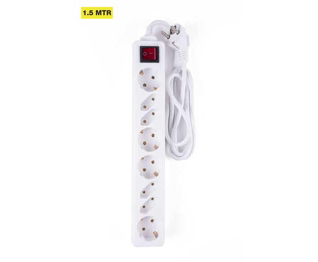 Stekkerdoos 8-voudig met Schakelaar, 1.5m Kabel, 3680W max.