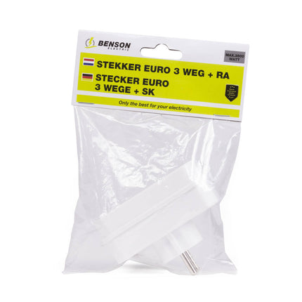 Stekker Euro 3 Weg + RA, 3500W, EU-compliant, ideaal voor thuisgebruik.