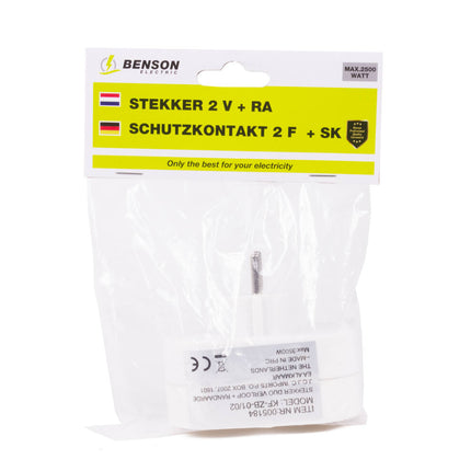 Stekker Duo Verloop RA Verticaal 16A/250V voor Huishoudelijke Apparaten