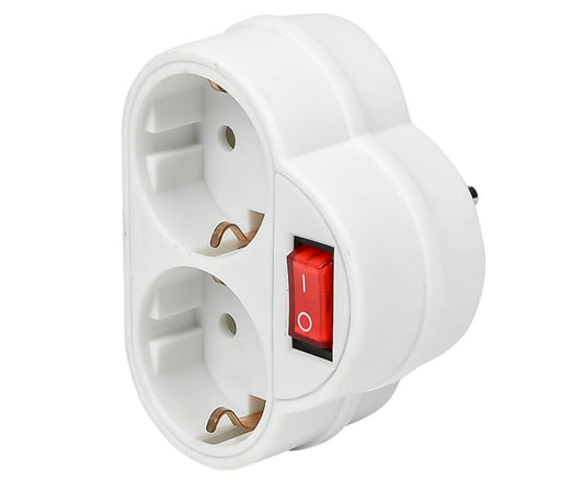Wit Stopcontact Duo RA met Schakelaar, 3500W, Ideaal voor Apparaten