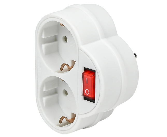 Wit Stopcontact Duo RA met Schakelaar, 3500W, Ideaal voor Apparaten