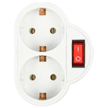 Wit Stopcontact Duo RA met Schakelaar, 3500W, Ideaal voor Apparaten