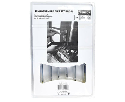 6-delige Schroevendraaierset: Incl. Platte & Kruiskop, Met Rekje