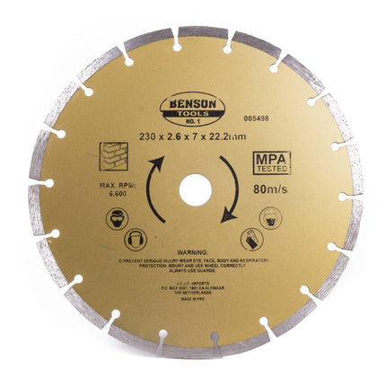 Diamantschijf 230 mm, 18 Tanden, 6.600 RPM, Beton en Steen Slijpen