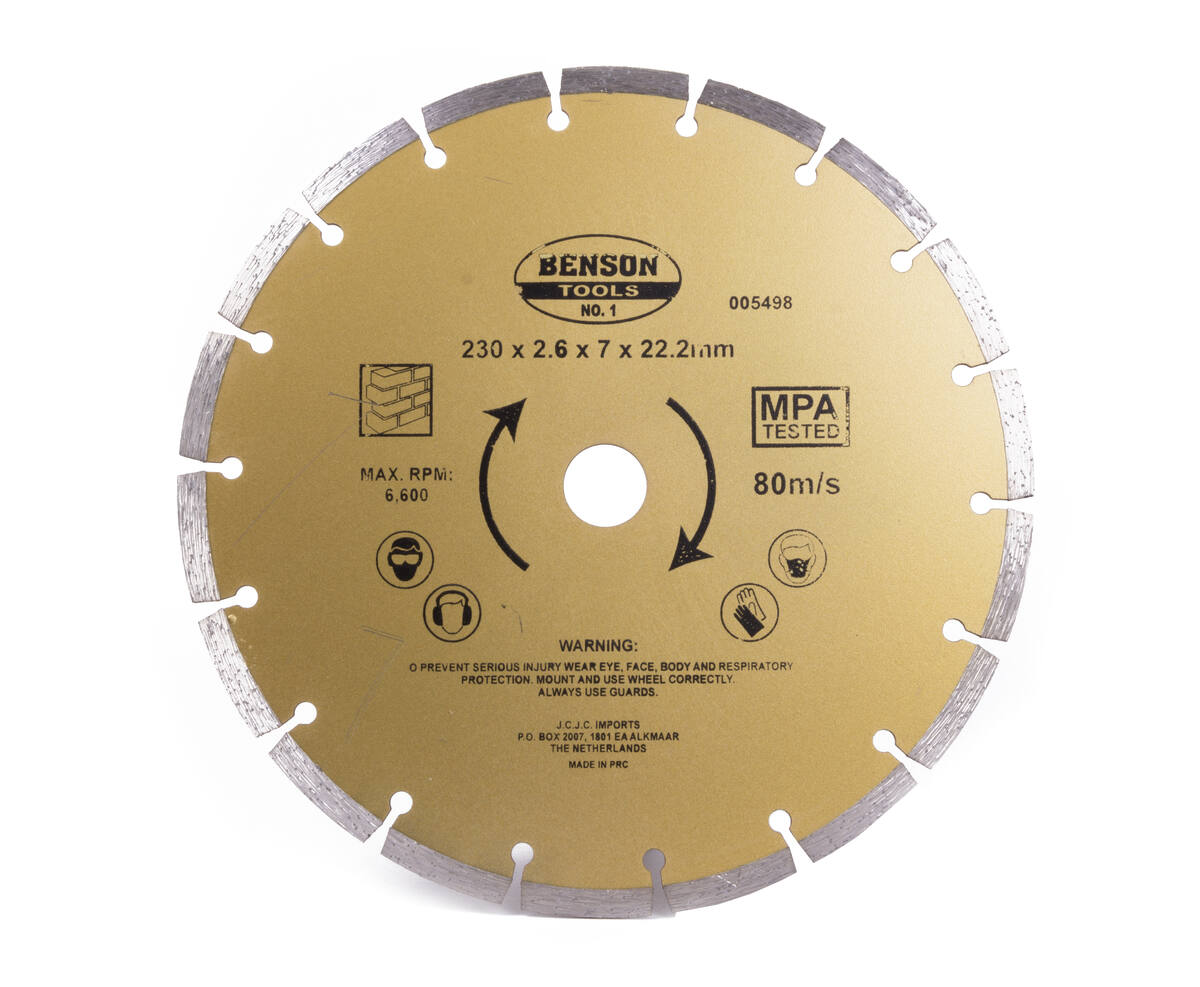 Diamantschijf 230 mm, 18 Tanden, 6.600 RPM, Beton en Steen Slijpen