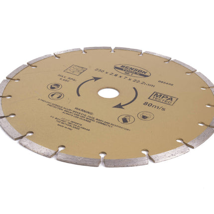 Diamantschijf 230 mm, 18 Tanden, 6.600 RPM, Beton en Steen Slijpen