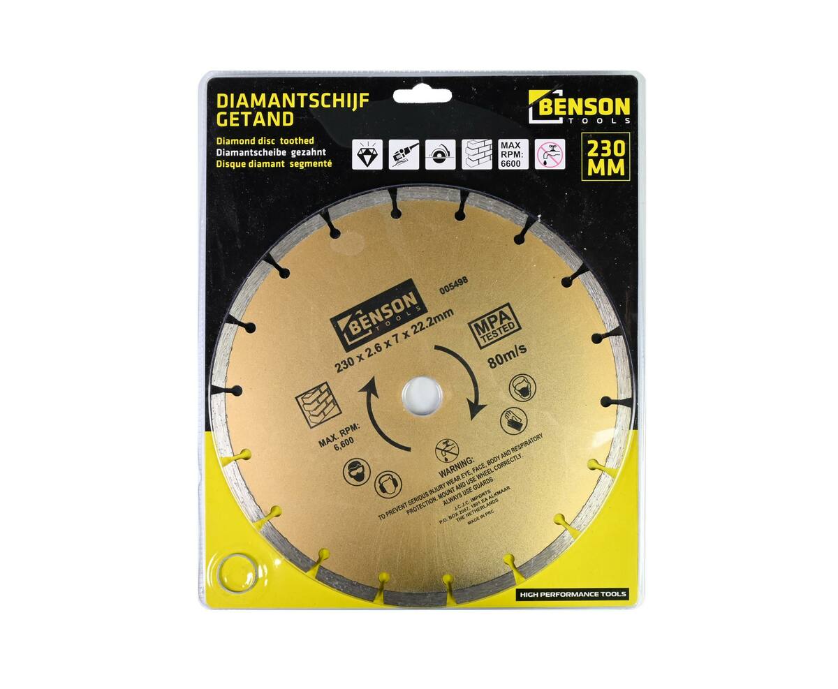 Diamantschijf 230 mm, 18 Tanden, 6.600 RPM, Beton en Steen Slijpen