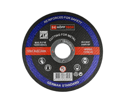 Doorslijpschijf Metaal Ø125 mm, 1 mm dik, 22.2 mm asgat, 12.200 RPM