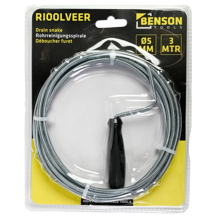 Rioolveer 3m, 5mm diameter - Verwijdert verstoppingen in leidingen