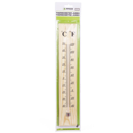 Jumbo Muurthermometer 40cm - Hout, °C/°F, Ideaal voor Buitengebruik