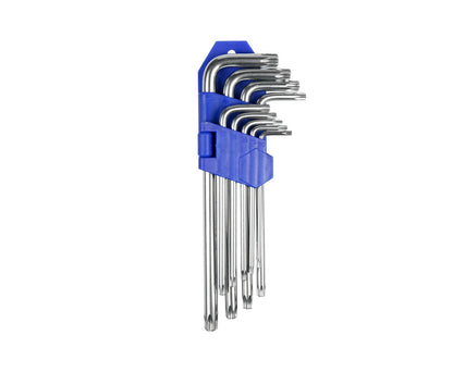 Torx Sleutelset 9 dlg: T10-T50, roestvrij staal, auto- en fietsreparatie.