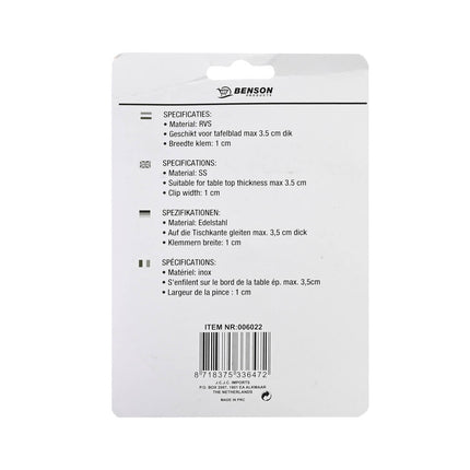 RVS Tafelkleedklem 4st - Voor Tafels tot 3.5cm Dikte, Binnen/Buiten