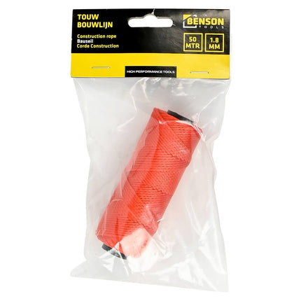 Oranje Bouwtouw 1.8mm x 50m - Ideaal voor bouw- en tuinprojecten