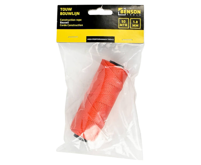 Oranje Bouwtouw 1.8mm x 50m - Ideaal voor bouw- en tuinprojecten