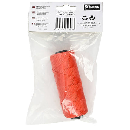 Oranje Bouwtouw 1.8mm x 50m - Ideaal voor bouw- en tuinprojecten