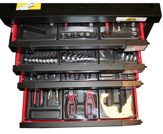 Gereedschapstrolley, 7 laden, 542-delig, met slot, mobiel, werkplaats.
