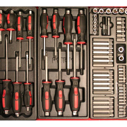 Gereedschapstrolley, 7 laden, 542-delig, met slot, mobiel, werkplaats.