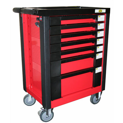 Gereedschapstrolley, 7 laden, 542-delig, met slot, mobiel, werkplaats.
