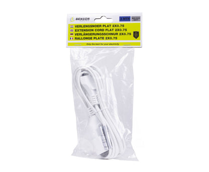 Verlengsnoer 3m Plat 2x0.75mm², Max 625W voor Lichte Apparaten