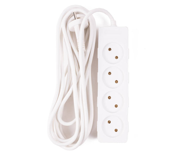 Stekkerdoos 4-voudig, 230V, 16A, 3500W, 2x1m+5m kabel, veelzijdig gebruik