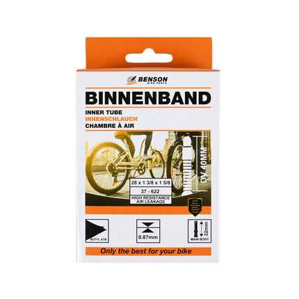 Binnenband 28x1 3/8x1 5/8 Butyl, Dunlop ventiel, soepel fietsen