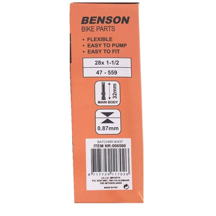 Binnenband 28x1 1/2 Rubber met Dunlop Ventiel voor Soepele Rit