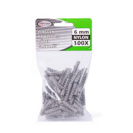 6 mm Nylon Pluggen, 100 Stuks - Ideaal voor Muurbevestigingen