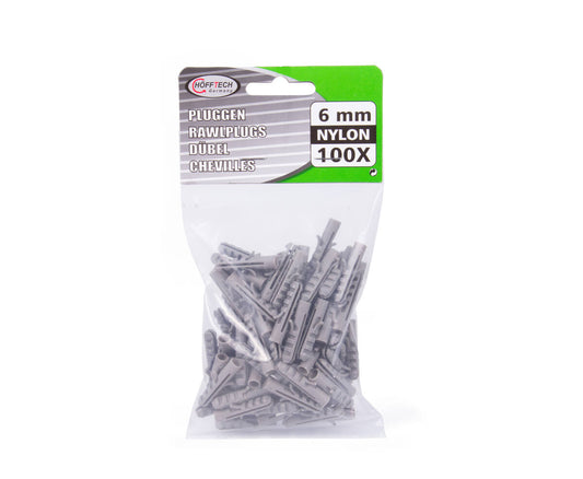 6 mm Nylon Pluggen, 100 Stuks - Ideaal voor Muurbevestigingen