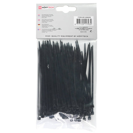 Tie Ribs 2.5x100mm Zwart, 100 Stuks - Ideaal voor Kabelbeheer