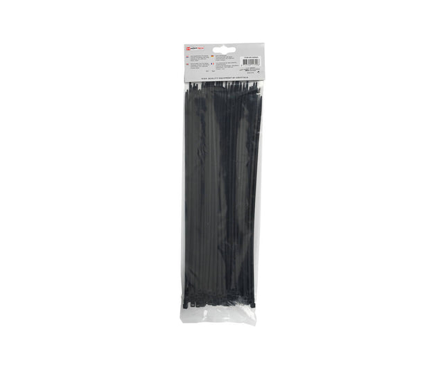Zwarte Kabelbinders 3.6x300mm 100st - Ideaal voor Kabelorganisatie