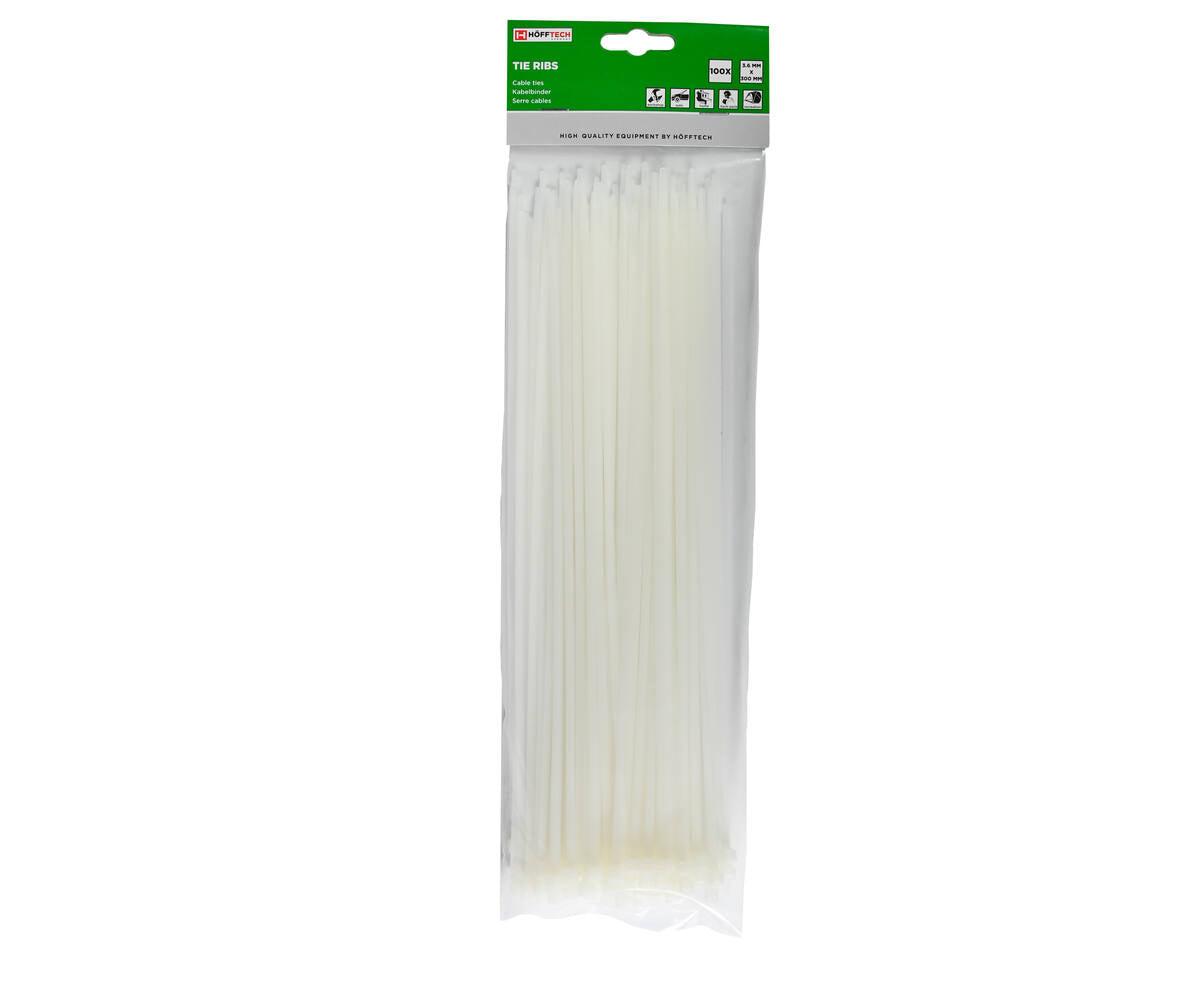 Kabelbinders 3.6x300mm, 100 Wit - Ideaal voor Kabelbeheer