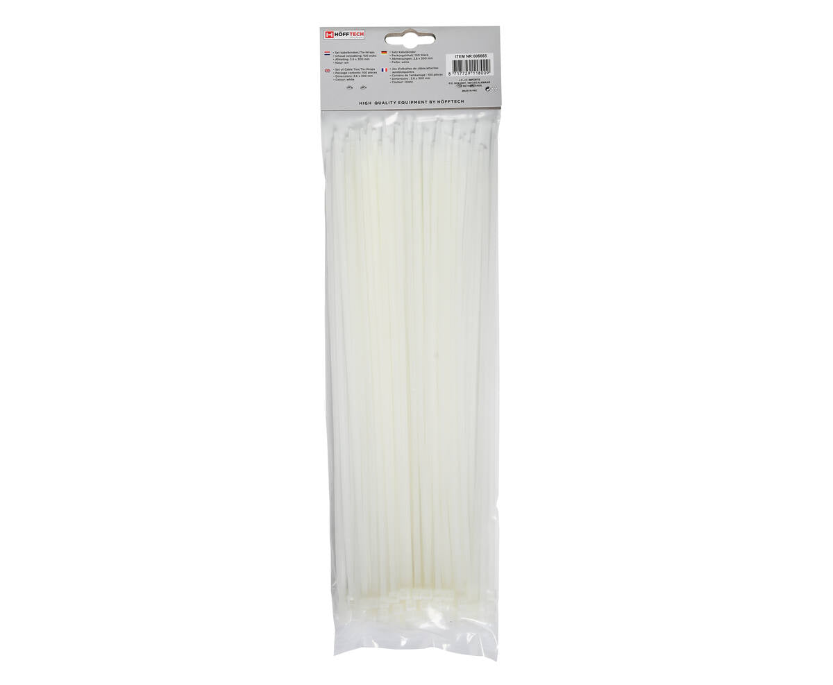 Kabelbinders 3.6x300mm, 100 Wit - Ideaal voor Kabelbeheer