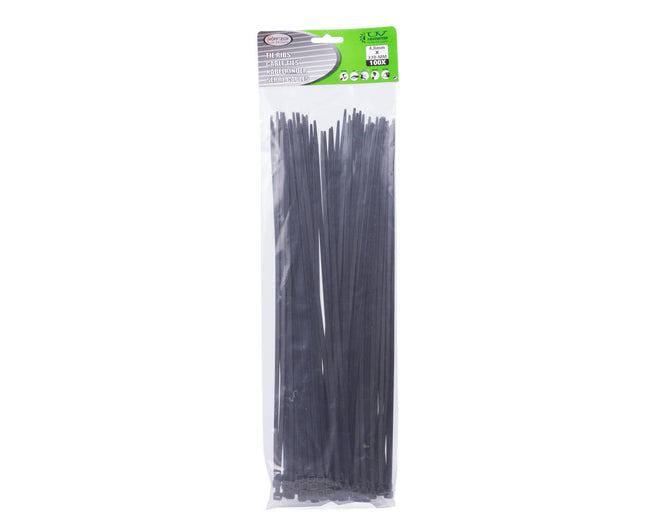 Kabelbinders Zwart 4,8x380mm, 100 Stuks - Ideaal voor Kabelbeheer