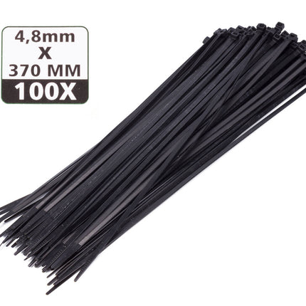 Kabelbinders Zwart 4,8x380mm, 100 Stuks - Ideaal voor Kabelbeheer