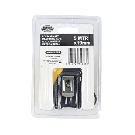 Rubberen Rolbandmaat 5m x 19mm voor Precieze Metingen en Klussen