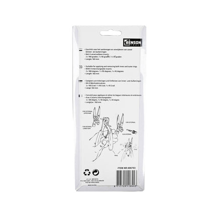 Borgveertang 4 dlg met 4 inserts, ideaal voor ringen aan- en afzetten.