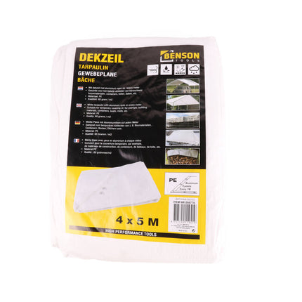 Wit Dekzeil 4x5m PE 60 GSM - Beschermt Tuinmeubelen & Bouwmaterialen