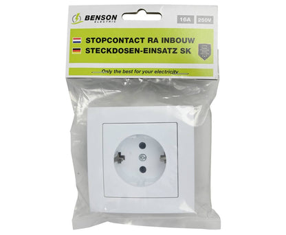 Stopcontact RA Inbouw Wit - 250VAC 16A, Compact, Voor Thuis & Kantoor