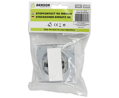 Stopcontact RA Inbouw Wit - 250VAC 16A, Compact, Voor Thuis & Kantoor