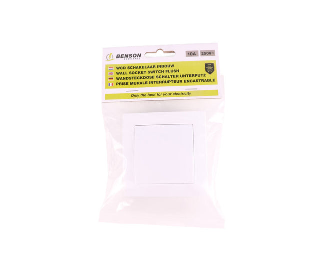 Witte Inbouwschakelaar, 250V, 10A, 81x81mm, voor Woonkamers/Onderhoud