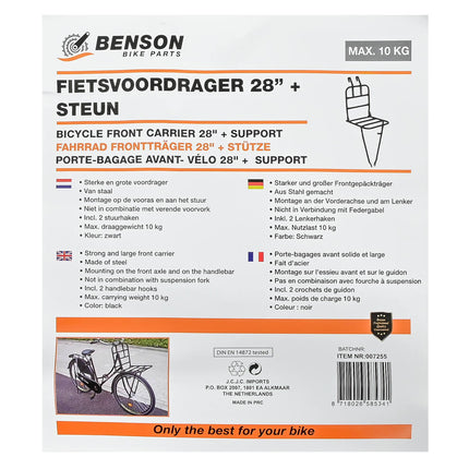 Fietsvoordrager 28" + Steun Zwart