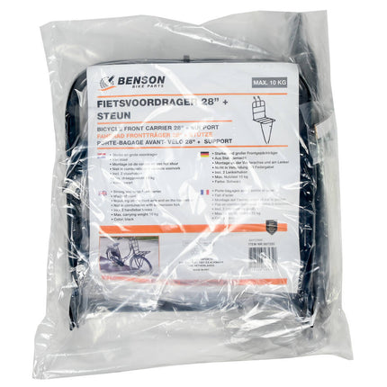 Fietsvoordrager 28" + Steun Zwart