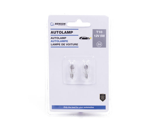 Autolamp T10 12V 5W - Set van 2, ideaal voor stads- en dashboardverlichting.