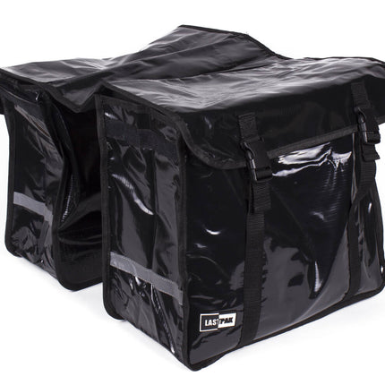 Dubbele Fietstas 46L Zwart Bisonyl, Ideaal voor Boodschappen