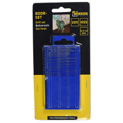 20-delige HSS Boorset 0.3-1.6 mm voor Metaal en Kunststof